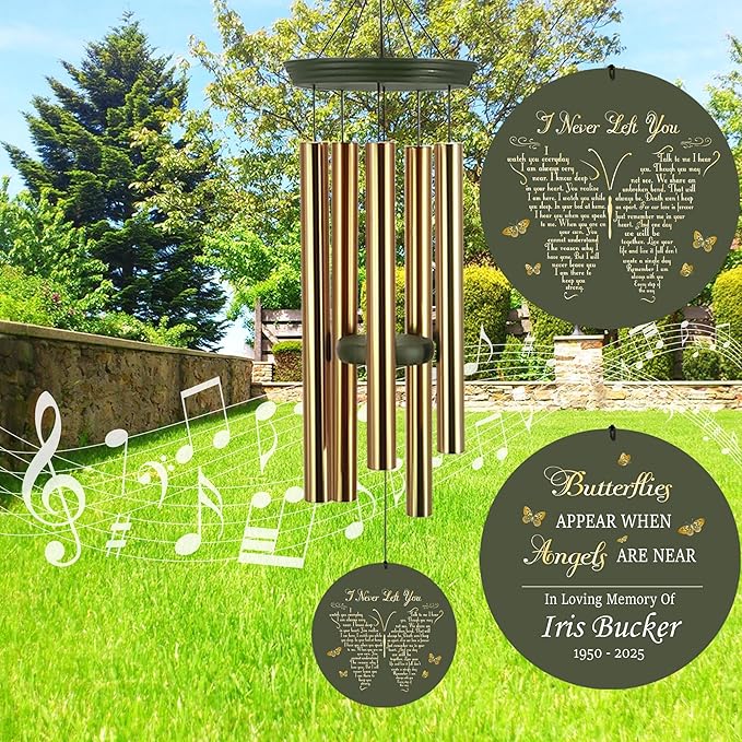 ASTARIN Memorial Wind Chimes Personalized, Bereavement Gift Ideas for Sympathy Loss of Lover Mother Father, 36 inch Deep Tone Wind Chimes Patio Decoration, in Memory of Loved One Gift(Produced in USA)