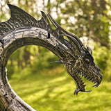 Zaer Ltd. Large Metal Dragon Statue, 89" L x 79" W x 73" H, Powder Coated (Metallic Silver)