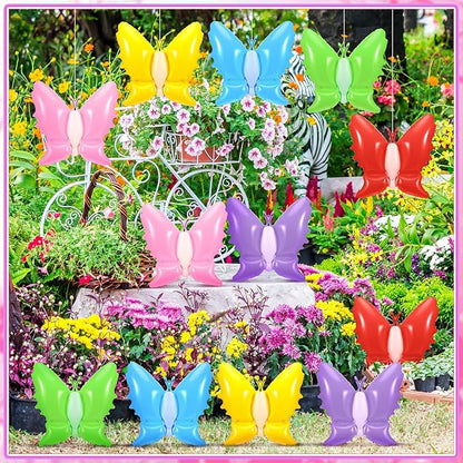 Realspring 12 Pcs 14 Inch Spring Inflatable Outdoor Decorations Butterfly Blow up Inflatable Birthday Party Decorations Giant PVC Spring Hanging Ornaments for Indoor Outdoor Garden Lawn Party Decor