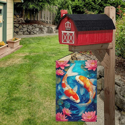 Koi Fish Garden Flag Seasonal Double Sided 12 x 18 Inch Small Yard Flag for Indoor Outdoor Decor Holiday All Seasons