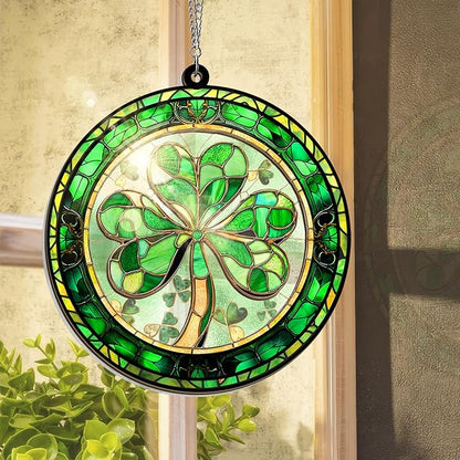 FLAGWIX St Patricks Day Decorations - Double Layered Hanging Suncatcher Birthday Decorations 12 in - Shamrock Irish Ornament Decor, Irish Gifts for Women Men
