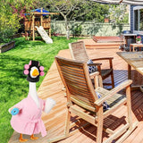 Shyyween Lady Porch Goose Outfits for 23'' Cement Plastic Geese Summer Statue Clothes Pink Bathrobe Coffee Cup Curlers for Outdoor Garden Lawn Yard Patio Decoration