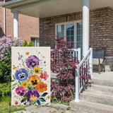 Spring Summer Pansy Flower Garden Flag 12x18 Inch Double Sided Burlap, Floral Seasonal Yard Sign Home Outdoor Decoration