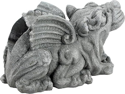 Design Toscano Roland the Gothic Gargoyle Gutter Guardian Rain Downspout Extension Outdoor Statue, 10 Inch Long, Cast Stone Resin, Grey Stone Finish