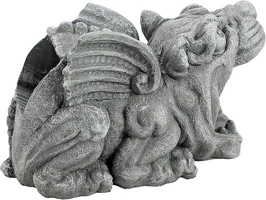 Design Toscano Roland the Gothic Gargoyle Gutter Guardian Rain Downspout Extension Outdoor Statue, 10 Inch Long, Cast Stone Resin, Grey Stone Finish
