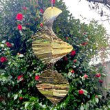 Wind Spinner Metal Garden Spinners Outdoor Garden Art for Backyard Outdoor Hanging Decor and Spinners for Yard and Garden Ornaments 3D Shape (White Gold Helix)