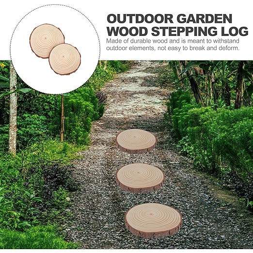 SHINEOFI 2pcs Wooden Garden Stepping Stones Natural Wood Logs for Lawn Pathway Decoration Garden Walkway