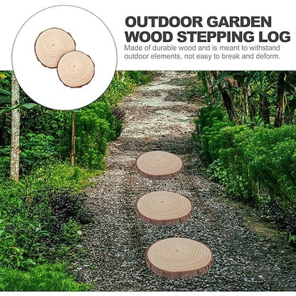 SHINEOFI 2pcs Wooden Garden Stepping Stones Natural Wood Logs for Lawn Pathway Decoration Garden Walkway