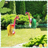 Geelin 2 Set Hawaiian Yard Flamingo Outfits for 31" Outdoor Luau Yard Flamingos Decor, Statue Not Included