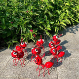 Cruis Cuka Metal Yard Art Garden Decor for Outside Cute Ants Yard Decorations Outdoor Lawn Ornaments Backyard Gifts for Mom - Set of 8（All Red）
