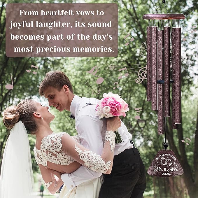 Kubbut Wedding Gifts for Couples 2026, Mr and Mrs Gift, Bridal Shower Gifts for Bride，Wedding Decor Wind Chimes 32", Newly Wed Present for The Couple, Bride and Groom Present for Newlyweds