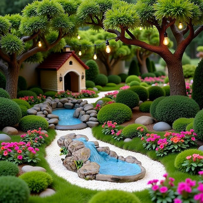 Blue DIY Miniature Mini Water Pool Fairy Garden Lawn Ornament for Mountain Dollhouse Fairy Garden Accessories,Decor Craft Outdoor Statues European Village Character and Manor Style,Outdoor Statues