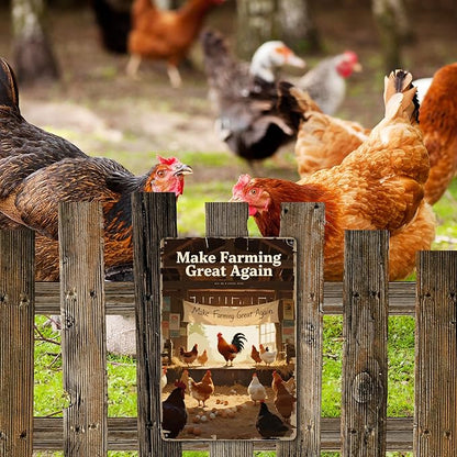 Funny Chicken Coop Signs and Accessories, Make Farming Great Again, Patriotic Farmhouse Metal Wall Art for Coop Farm Stand Chicken Farm Fresh Butt Nuggets Sign 8×12 Inch (brown chicken coop)