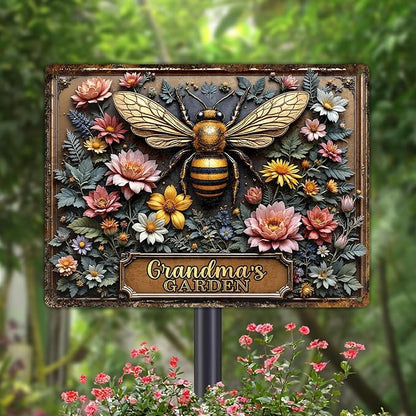 Personalized Metal Signs with Name Made in USA Custom Bee Garden Sign Vintage Decorative Metal Print for Wall Decor Customized Home Garden Ideas Gifts Artwork Prints for Yard Ourdoor