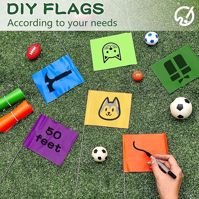 Amylove 300 Pcs Marking Flags 15 x 4 x 5 Inch Marker Flags for Lawn Yard Survey for Lawn Irrigation Landscape Fence Sprinkler Pet Training(Regular Color)