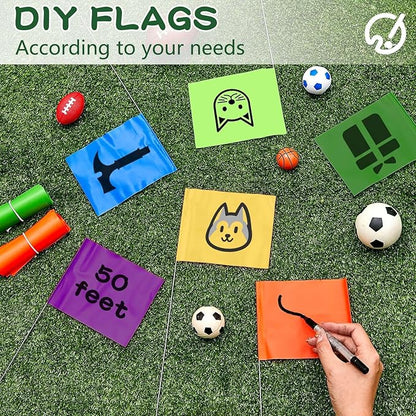 Amylove 300 Pcs Marking Flags 15 x 4 x 5 Inch Marker Flags for Lawn Yard Survey for Lawn Irrigation Landscape Fence Sprinkler Pet Training(Regular Color)