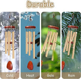 28" Wind Chimes for Outside. Deep Tone Lovely Wind Chimes with 6 Aluminum Tubes Courtyard Decoration. Windchimes Outdoor Create an Enjoyable Atmosphere & Give Mom a Gift（Gold）