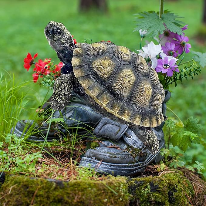 Bellaa Turtle Garden Sculptures Statues Home Decor Tortoise Realistic Cute Large Animal Gilbert Zen Garden Patio Lawn Yard Art Tanya Talia Galapagos Todd Outdoor Figurines 9 inch
