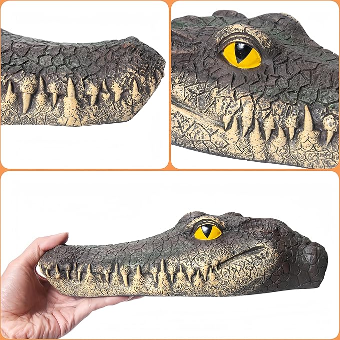 Floating Alligator Head Decoy for Ponds & Pools – Realistic Crocodile Head Garden Decor, Floating Alligator Garden Accent for Pond, Pool, and Yard Decoration