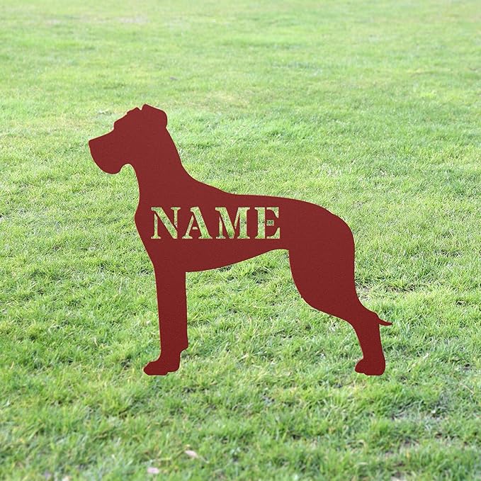 Custom Great Dane Red Garden Statue Stake,Custom Great Dane Outdoor Yard Art Decor,Memorial Remembrance Sculpture for Yard Garden Porch Lawn Grassland Park Farm Flowerpot Decor.