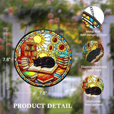 LITIVY Black Cat Suncatcher Stained Glass, Book Lovers Present, 8 Inch Handmade Colorful Library Theme Window Hanging Decor for Reading Nook, Sun Catcher Home Decor