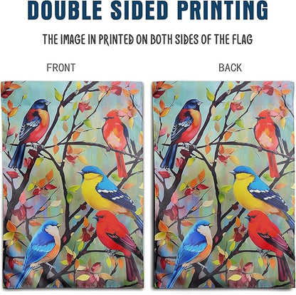 Tree Birds Flag Spring Summer Fall Garden Flag Seasonal Small Yard Flags for Outside 12x18 Double Sided Outdoor Front Door Backyard Decorations