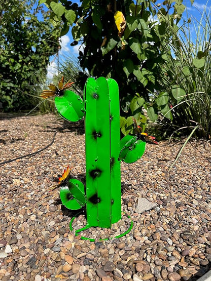Mini Metal Saguaro - Garden Art (Green)