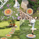 Sunflower Stepping Stones - Outdoor Garden Pavers for Walkway - Decorative Stones 9.5*9.5*0.7 Inch LC Lcdecohome