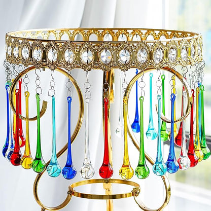 H&D 6pcs 5.9inch Mix Color Large Crystal Raindrop Chandelier Prisms Hanging Drops Pendants DIY Parts