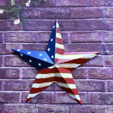 Metal American Flag Barn 3D Star Stripes Patriotic Indoor Outdoor Americana Oudoor Wall Decor (12"X12")