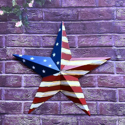 Metal American Flag Barn 3D Star Stripes Patriotic Indoor Outdoor Americana Oudoor Wall Decor (12"X12")