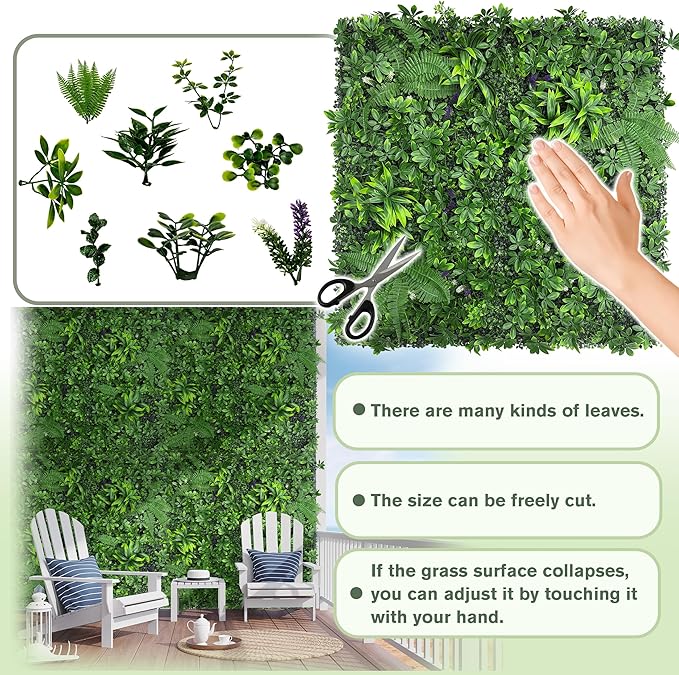 Artificial Green Boxwood Grass Wall Roll: 80"x120"(67 SQFT) UV Protected Ivy Privacy Hedge Fence Screen for Chain Link Fences Panel Indoor,Outdoor Patio Balcony & Garden Decor