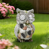 Garden Owl Statue Outdoor Decor with Solar Lights, Resin Owl Figurines for Patio Yard Porch Lawn Solar Owls Decorations Birthday Gift for Women Bird Lovers