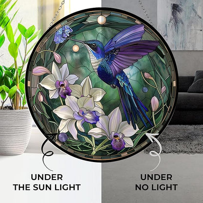 Hummingbird Stained Glass Window Hanging Sun Catcher Halloween Haning Ornament Decoration Christmas Birthday Gifts for Lover, Friends