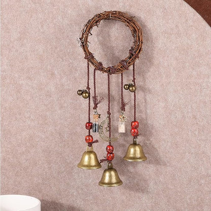 Witch Bells for Door Knob for Protection Hanging Bell Wind Chimes Handmade Decorative Bell for Boho Home Room Witchy Decor （Retro one）
