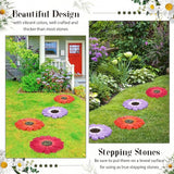 Cinnvoice 3 Pack Garden Stepping Stone Outdoor, Decorative Dimensional Resin Stepping Stones for Patio Pathway Landscaping Walkway Sculpture Yard Backyard Lawn(Daisy,10 Inches)