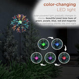 Alpine Corporation 60" Tall Outdoor Solar Metal Butterfly Wind Spinners with Color Changing LED Lights, Garden Decor, Multicolor