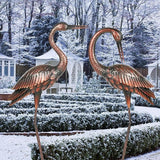 Kircust Crane Garden Sculptures & Statues Heron Decoy Large Size Metal Birds Yard Art Standing Vintage Brass Heron Lawn Ornament Outdoor Decorations 37 Inches Set of 2