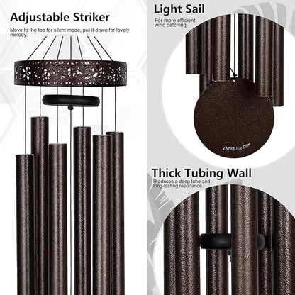 Extra Large Wind Chimes for Outside Deep Tone - 58'' Outdoor Clearance, Deep Tone Wind Chimes, Memorial Wind Chime, Sympathy Gift, Patio Yard, Home Décor, Bronze (58" Bronze)