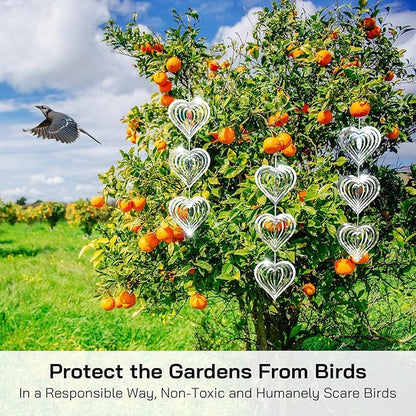 Factee Bird Deterrents for Outside, Reflective 3D Stainless Steel Wind Spinners, Garden Decor, Bird Scare Devices to Keep Woodpeckers, Pigeons Away from Your House, Patio, Orchards