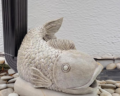 Teaeeno Fish Gutter Downspout Extension Decoration,3''x4'' Downspout Extender Diverter Splash Block Sculpture Outdoor Decor,Animal Resin Statue Ornaments, for Garden,Terrace,Lawn,Yard