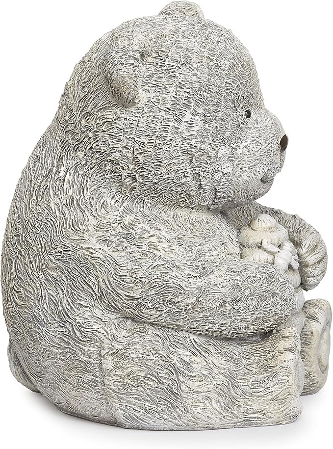 Roman Garden - Bear with Honey Statue, 7.75" H, Pudgy Pals Collection, Resin and Dolomite, Decorative, Garden Gift, Home Outdoor Decor, Durable, Long Lasting