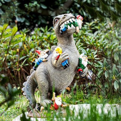 SOWSUN Garden Gnomes Statues Yard Decorations Outdoor Garden Decor, 14” Dinosaur Gnomes Garden Statues, Patio, Lawn Ornament, Gardening Gifts for Women for Housewarming