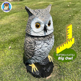 Brown Solar Owl with Motion Detector, Flashing Eyes, Spinning Head, Realistic Hooting and Silent Mode, Garden Owl, Outdoor Statue, Decoration for Home, Garden, Patio and Fence