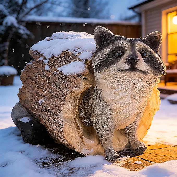 Teaeeno Garden Raccoon Decor Outdoor Animal Statue,Raccoon Decoration Large Lawn Ornament,Garden Animal Rustic Decor,Outdoor Decor Yard Lawn Home Decoration Yard Art,Outdoor Raccoons Gifts