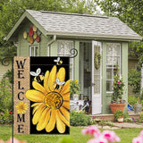 AVOIN colorlife Spring Summer Bee Sunflower Garden Flag 12x18 Inch Double Sided, Welcome Holiday Burlap Yard Outdoor Decoration