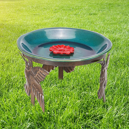 Gazing Ball Stand with Hummingbird Design Garden Orb Holder for 10-12 inch Balls, Outdoor Yard and Patio Decor