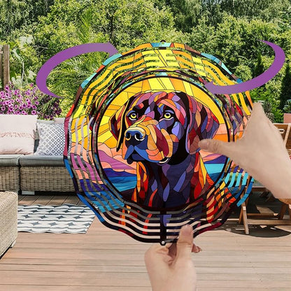 Labrador Retriever Wind Spinner Dog Memorial Gifts, Vibrant 3D Kinetic Aluminum Metal Yard Art, Loss of Dogs Sympathy Gifts, Hanging Outdoor Garden Decor, 8" Wind Sculptures for Patio, Porch (LR 5)