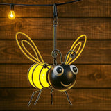 Solar Bee Lights Outdoor – Hanging Metal Bee Lights with Hook, Waterproof Garden Decorations for Yard, Patio & Trees, Winter Holiday Gifts & Outdoor Décor for Women & Kids (Gold-1PC)