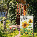 Spring Summer Sunflower Garden Flag 12x18 Inch Double Sided Burlap for Outside，Hello Sunshine Yard Sign Seasonal Holiday Outdoor Decoration
